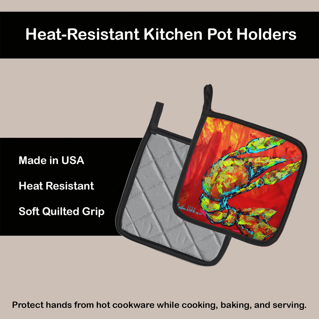 Crawfish Hot Craw Pot Holder Set of 2 Heat Resistant Quilted Hot Pads 7.5 x 7.5 Inch, Insulated Kitchen Trivets for Cooking & Baking