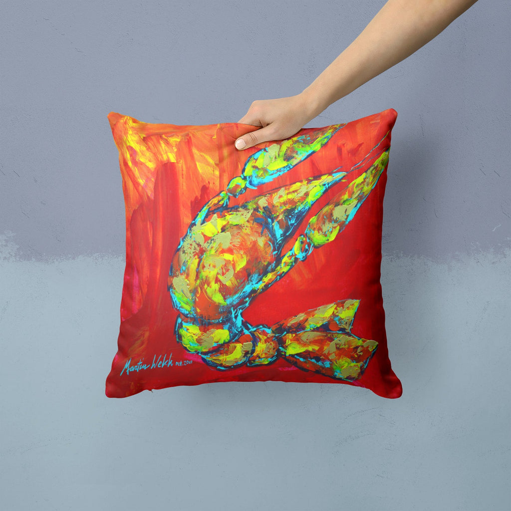 Crawfish Hot Craw Decorative Throw Pillow 14x14 Indoor Outdoor Accent Cushion, Fabric Cover with Insert for Sofa, Bed, Porch & Living Room