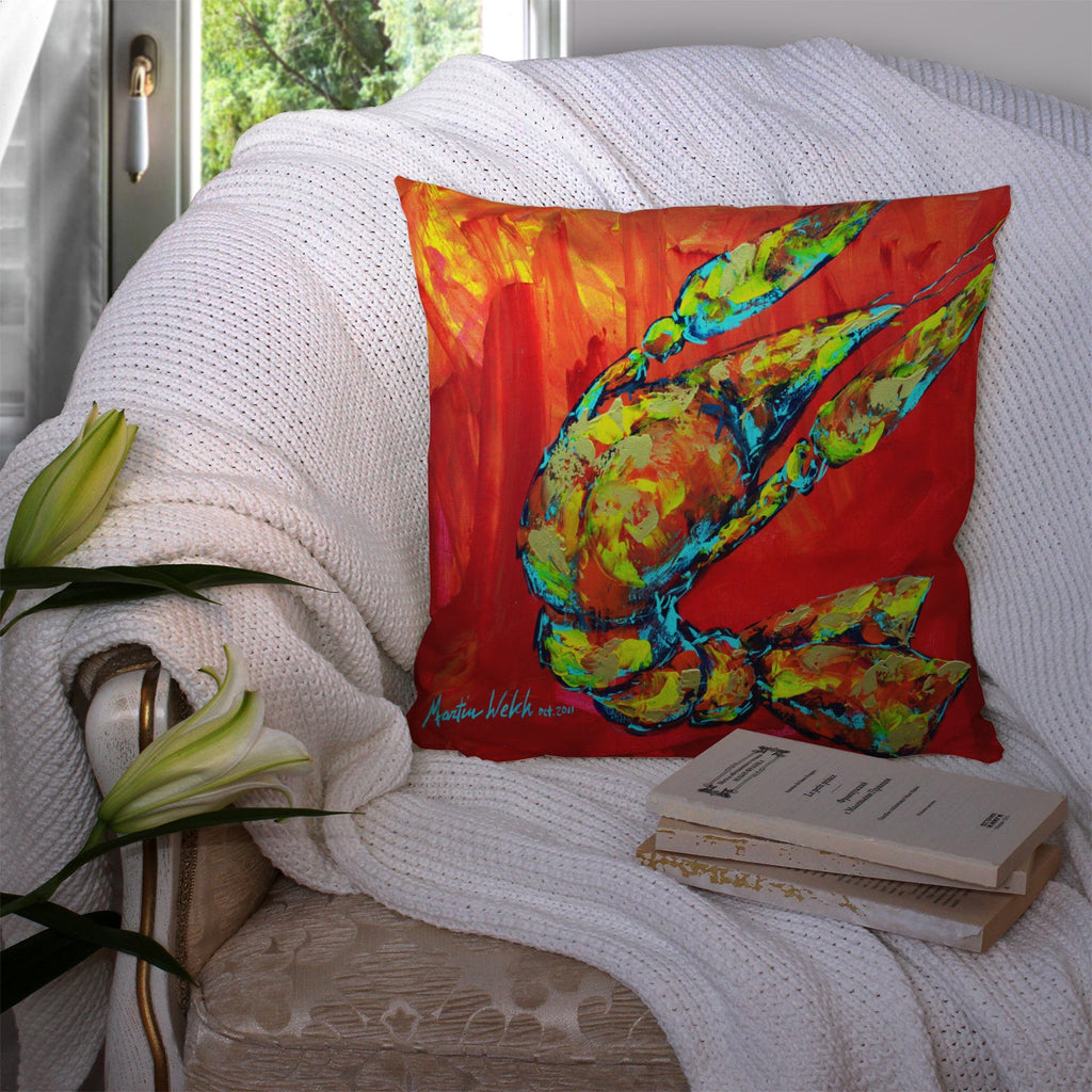 Crawfish Hot Craw Decorative Throw Pillow 14x14 Indoor Outdoor Accent Cushion, Fabric Cover with Insert for Sofa, Bed, Porch & Living Room
