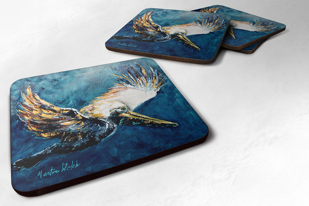 Pelican Go For It Foam Coasters Set of 4 Cup Coasters for Indoor Outdoor, Tabletop Protection, Anti Slip, Mouse pad Material