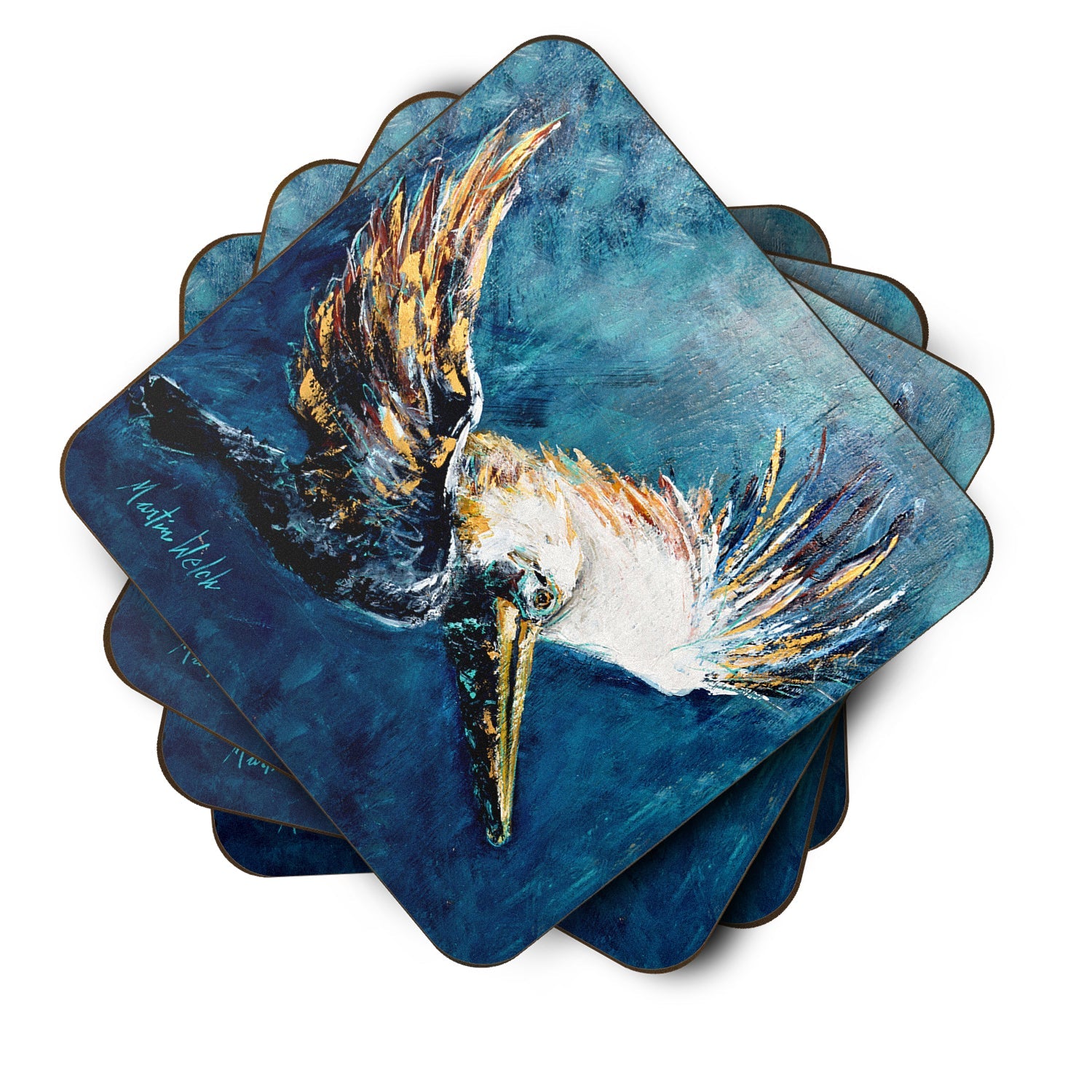 Pelican Go For It Foam Coasters Set of 4 Cup Coasters for Indoor Outdoor, Tabletop Protection, Anti Slip, Mouse pad Material