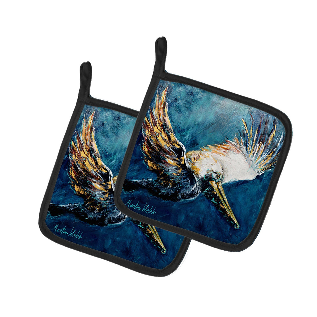 Pelican Go For It Pot Holder Set of 2 Heat Resistant Quilted Hot Pads 7.5 x 7.5 Inch, Insulated Kitchen Trivets for Cooking & Baking