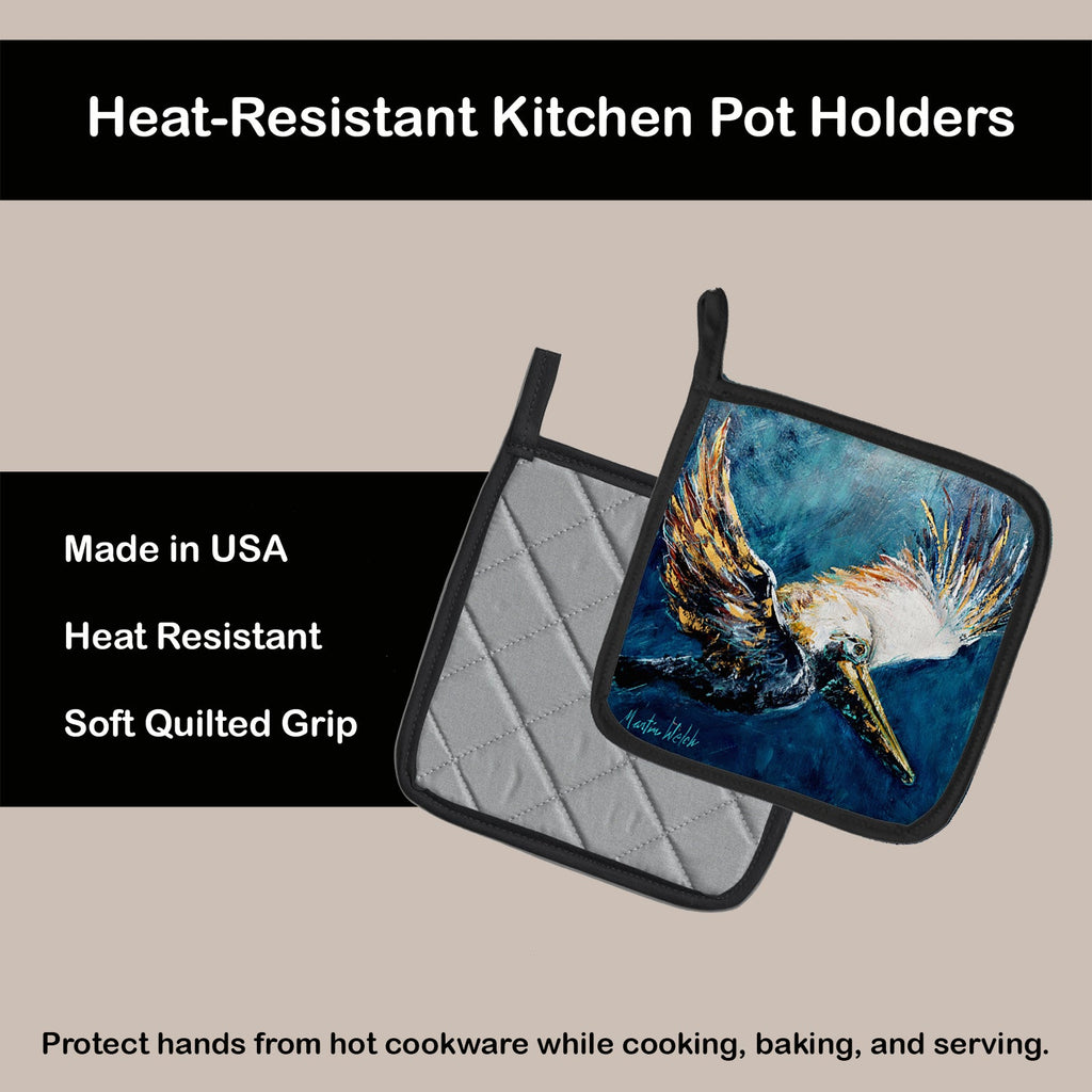 Pelican Go For It Pot Holder Set of 2 Heat Resistant Quilted Hot Pads 7.5 x 7.5 Inch, Insulated Kitchen Trivets for Cooking & Baking
