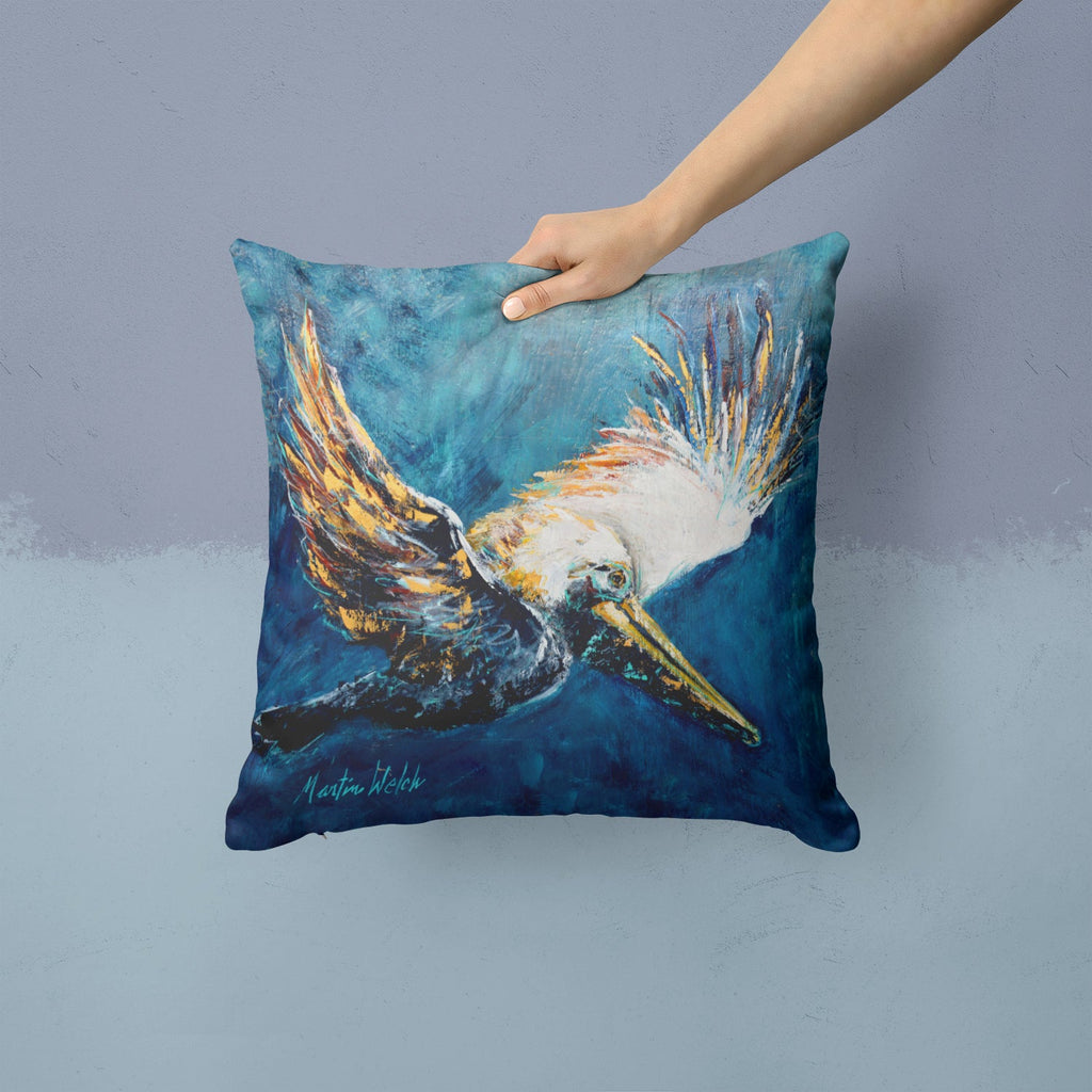 Pelican Go For It Decorative Throw Pillow 14x14 Indoor Outdoor Accent Cushion, Fabric Cover with Insert for Sofa, Bed, Porch & Living Room