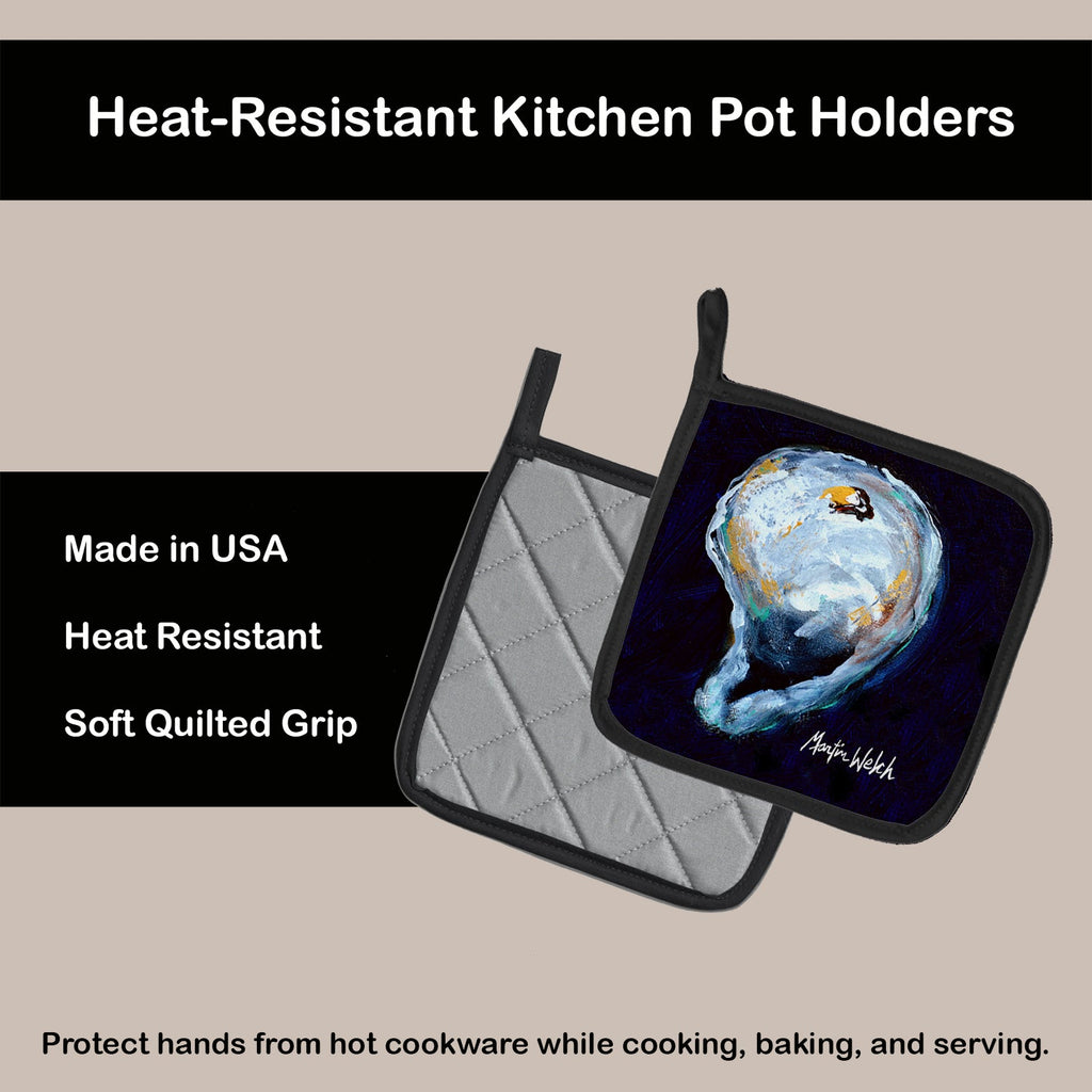 Oyster Give me one Pot Holder Set of 2 Heat Resistant Quilted Hot Pads 7.5 x 7.5 Inch, Insulated Kitchen Trivets for Cooking & Baking