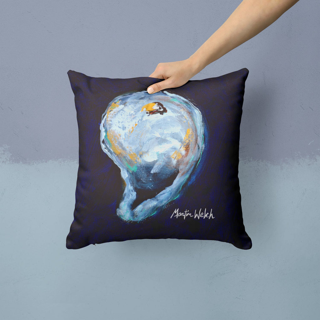 Oyster Give me one Decorative Throw Pillow 14x14 Indoor Outdoor Accent Cushion, Fabric Cover with Insert for Sofa, Bed, Porch & Living Room
