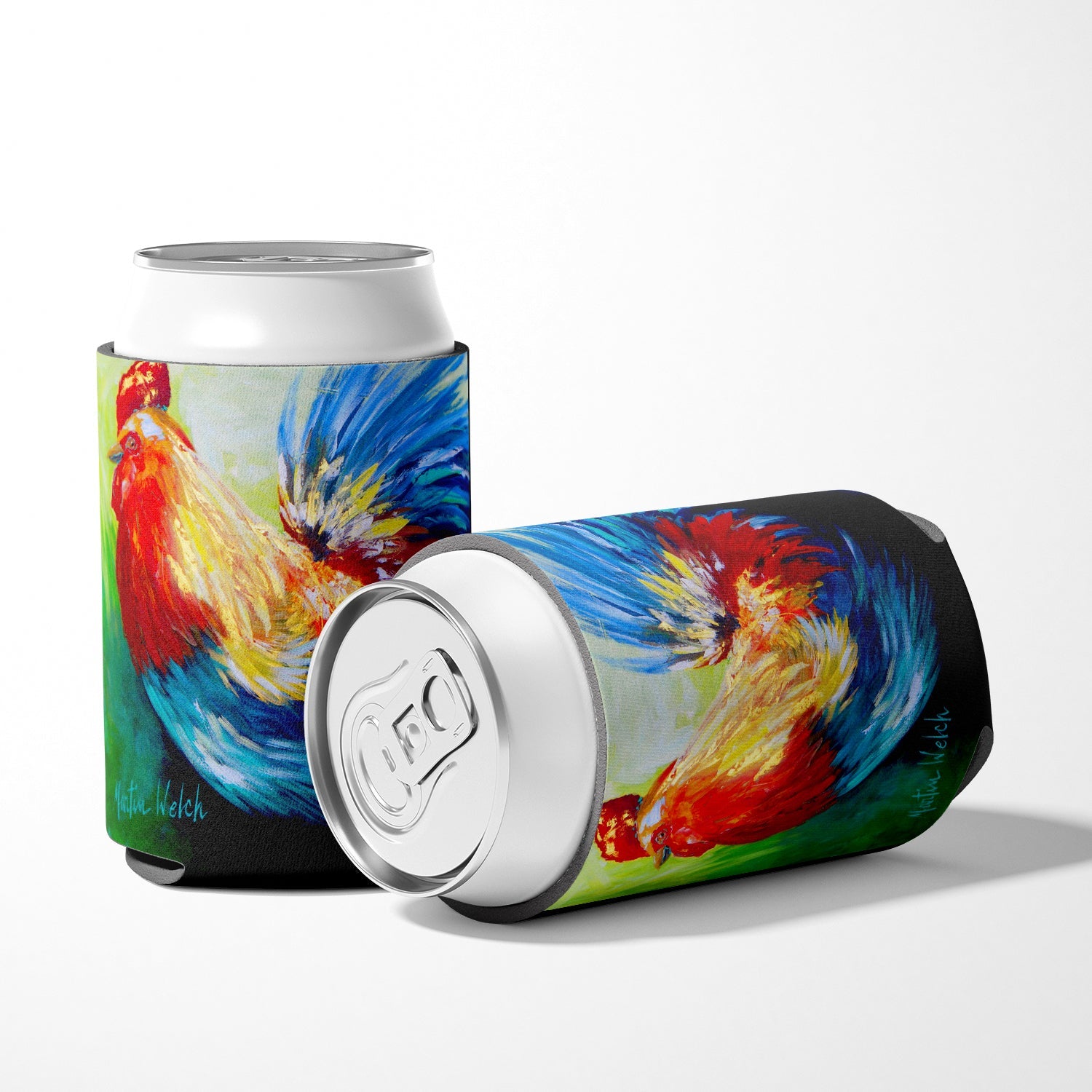 Rooster Chief Big Feathers Can or Bottle Hugger Cooler Sleeve for Standard 12 oz Cans, Insulated Foam Beer & Soda Can Hugger Reusable