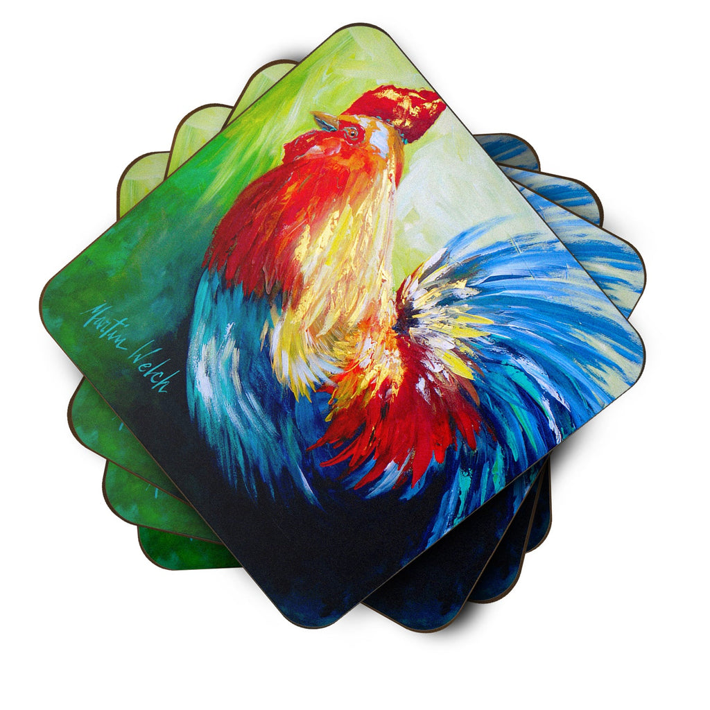 Rooster Chief Big Feathers Foam Coasters Set of 4 Cup Coasters for Indoor Outdoor, Tabletop Protection, Anti Slip, Mouse pad Material