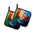 Rooster Chief Big Feathers Pot Holder Set of 2 Heat Resistant Quilted Hot Pads 7.5 x 7.5 Inch, Insulated Kitchen Trivets for Cooking & Baking