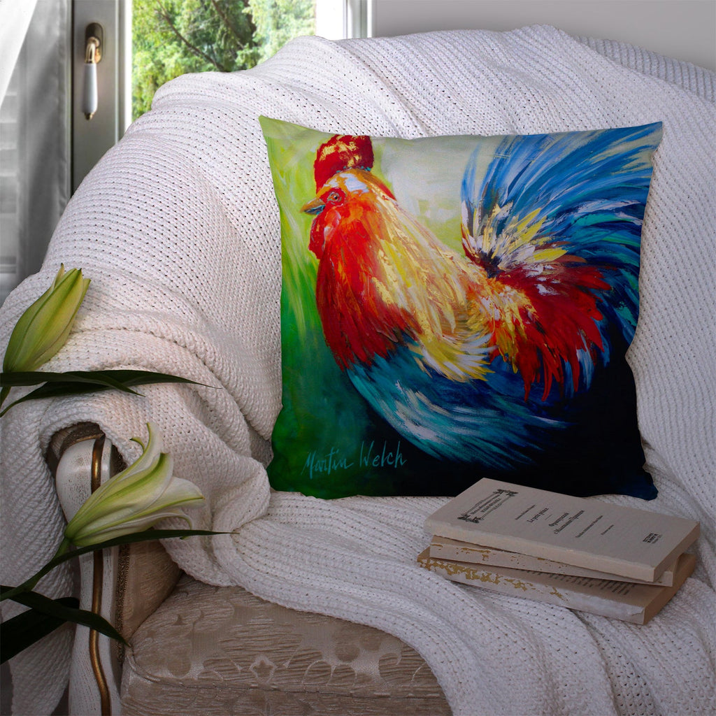 Rooster Chief Big Feathers Decorative Throw Pillow 14x14 Indoor Outdoor Accent Cushion, Fabric Cover with Insert for Sofa, Bed, Porch & Living Room