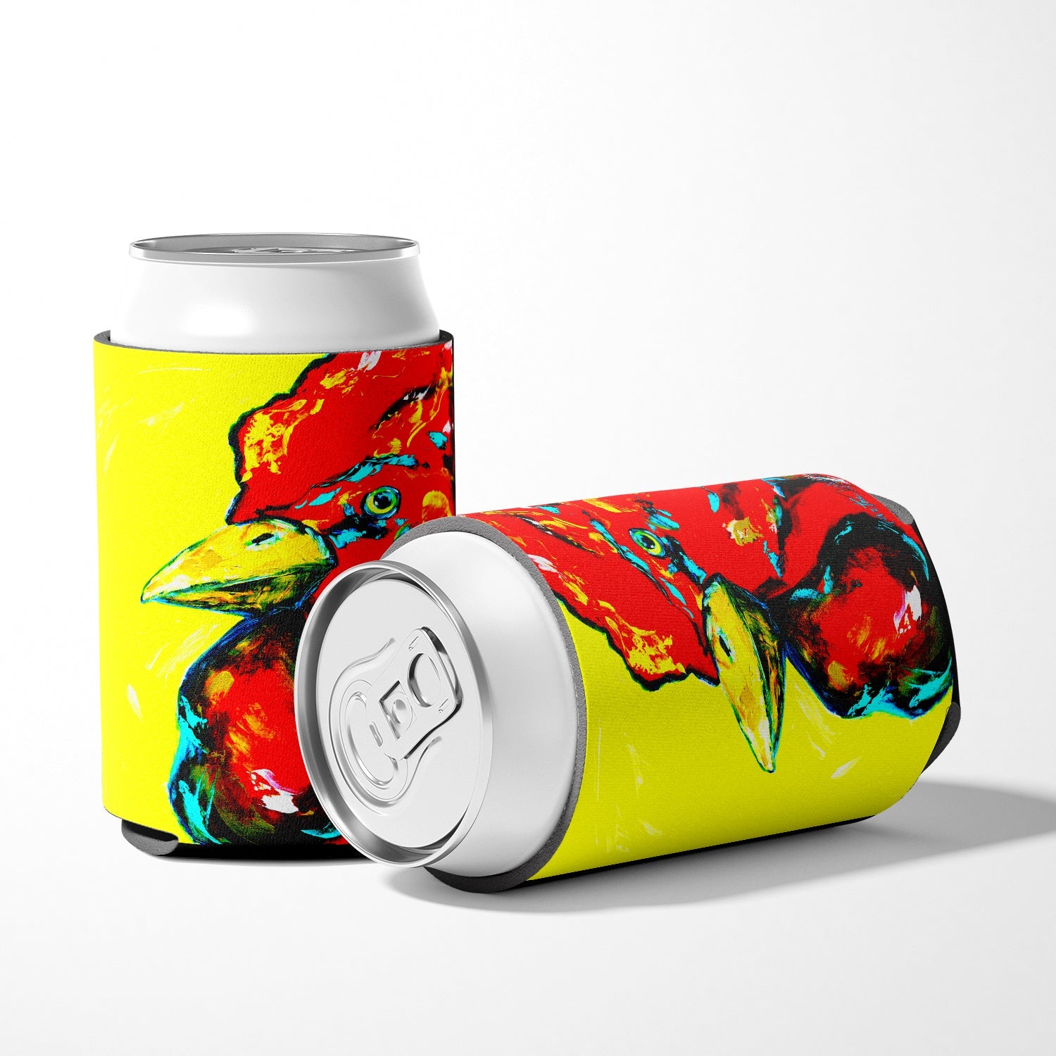 Rooster Big Head Can or Bottle Hugger Cooler Sleeve for Standard 12 oz Cans, Insulated Foam Beer & Soda Can Hugger Reusable