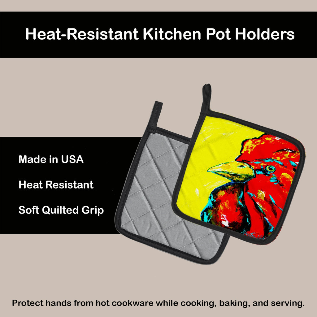 Rooster Big Head Pot Holder Set of 2 Heat Resistant Quilted Hot Pads 7.5 x 7.5 Inch, Insulated Kitchen Trivets for Cooking & Baking