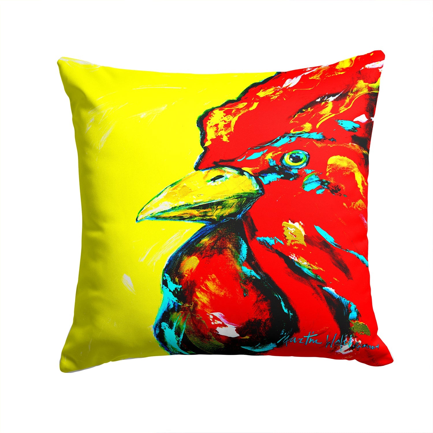Rooster Big Head Decorative Throw Pillow 14x14 Indoor Outdoor Accent Cushion, Fabric Cover with Insert for Sofa, Bed, Porch & Living Room