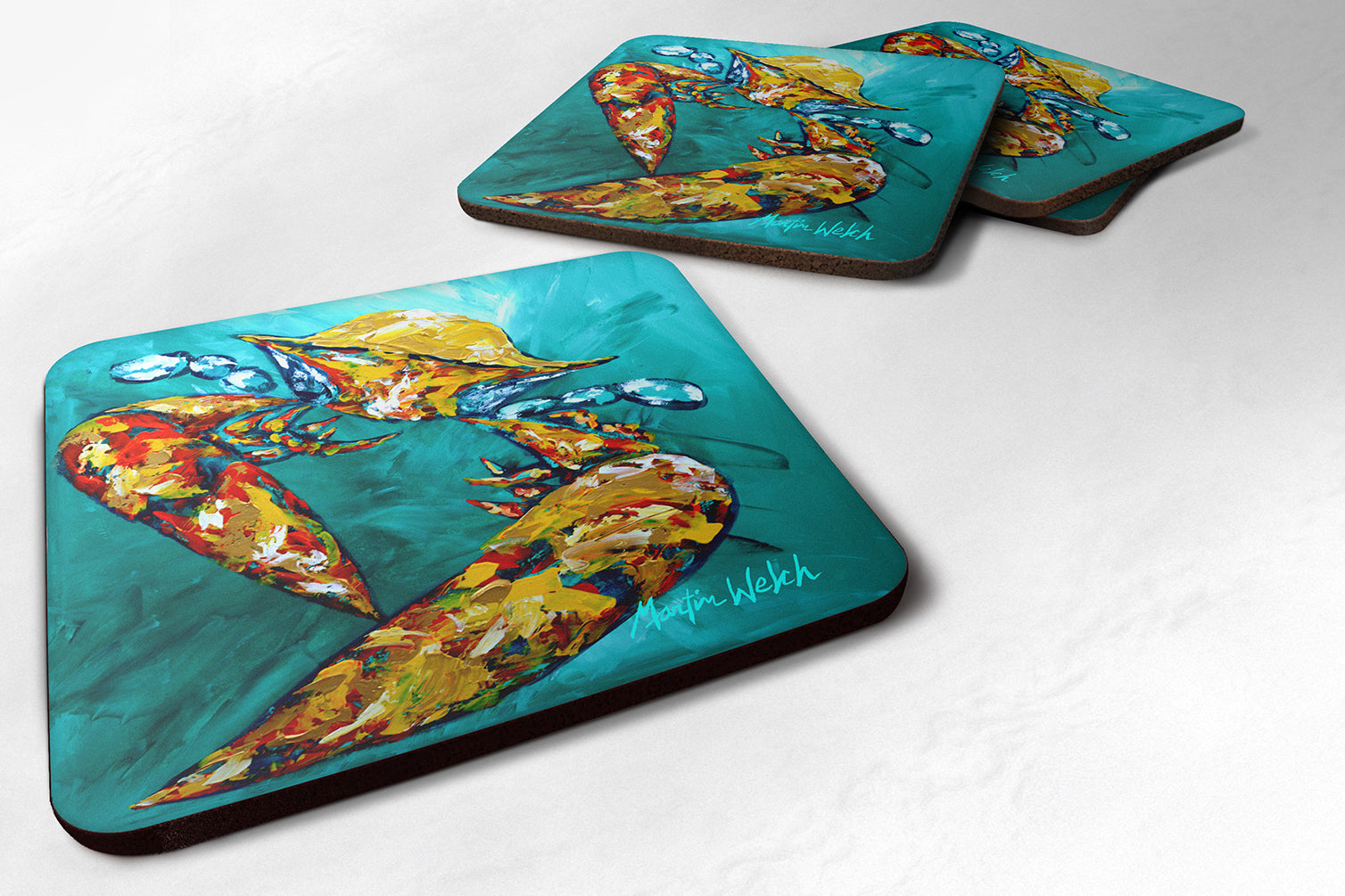 Crab Beam of Light Foam Coasters Set of 4 Cup Coasters for Indoor Outdoor, Tabletop Protection, Anti Slip, Mouse pad Material