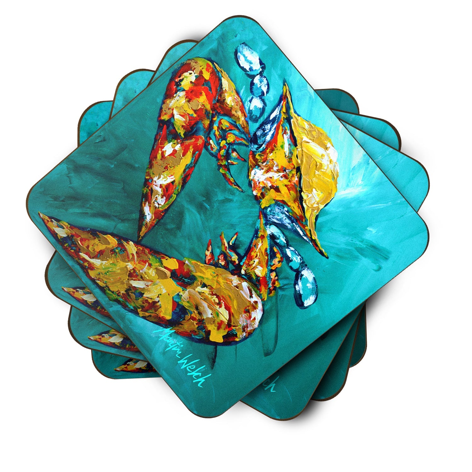 Crab Beam of Light Foam Coasters Set of 4 Cup Coasters for Indoor Outdoor, Tabletop Protection, Anti Slip, Mouse pad Material