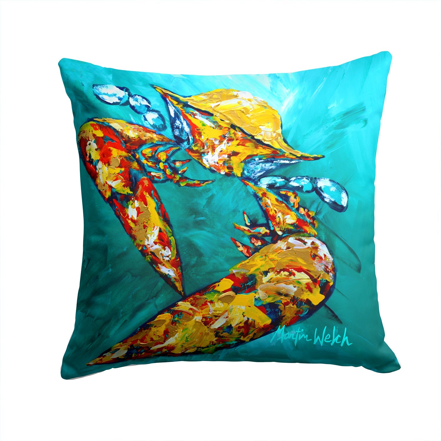 Crab Beam of Light Decorative Throw Pillow 14x14 Indoor Outdoor Accent Cushion, Fabric Cover with Insert for Sofa, Bed, Porch & Living Room