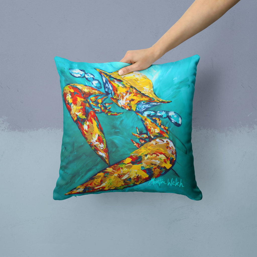 Crab Beam of Light Decorative Throw Pillow 14x14 Indoor Outdoor Accent Cushion, Fabric Cover with Insert for Sofa, Bed, Porch & Living Room