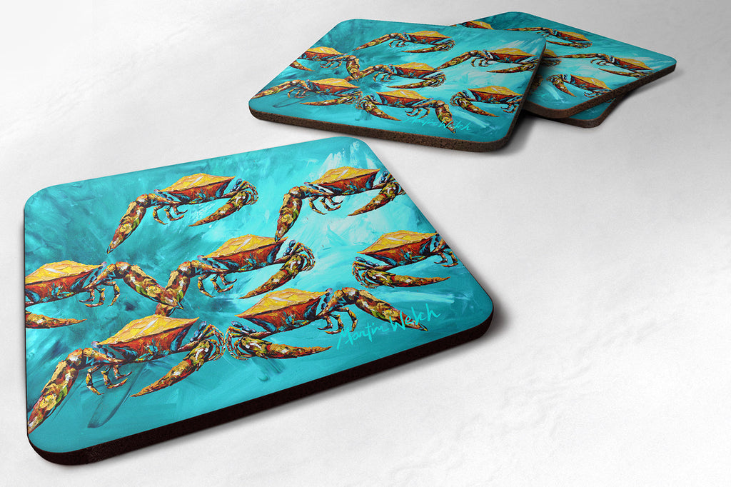 Crab Lotta Crabs Foam Coasters Set of 4 Cup Coasters for Indoor Outdoor, Tabletop Protection, Anti Slip, Mouse pad Material