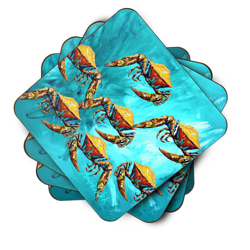 Crab Lotta Crabs Foam Coasters Set of 4 Cup Coasters for Indoor Outdoor, Tabletop Protection, Anti Slip, Mouse pad Material