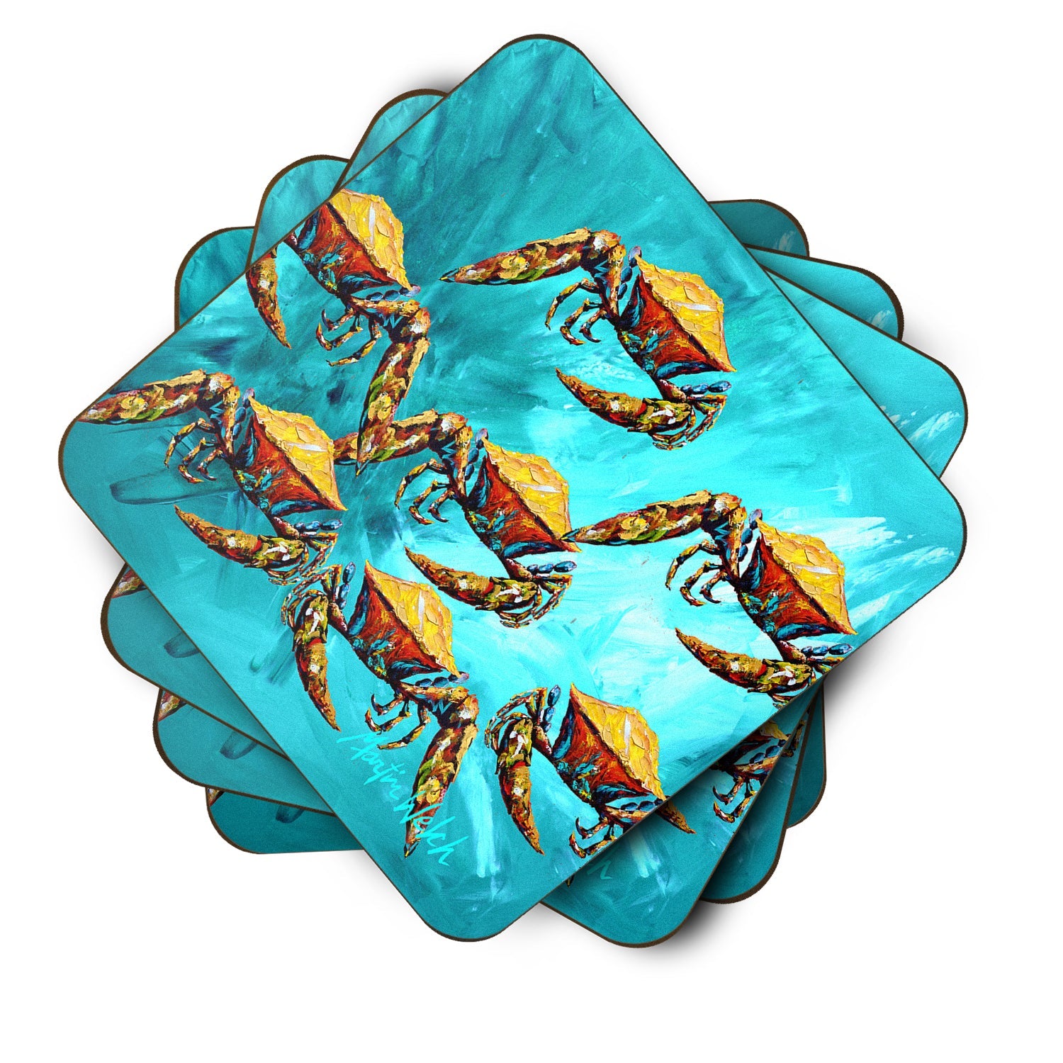 Crab Lotta Crabs Foam Coasters Set of 4 Cup Coasters for Indoor Outdoor, Tabletop Protection, Anti Slip, Mouse pad Material