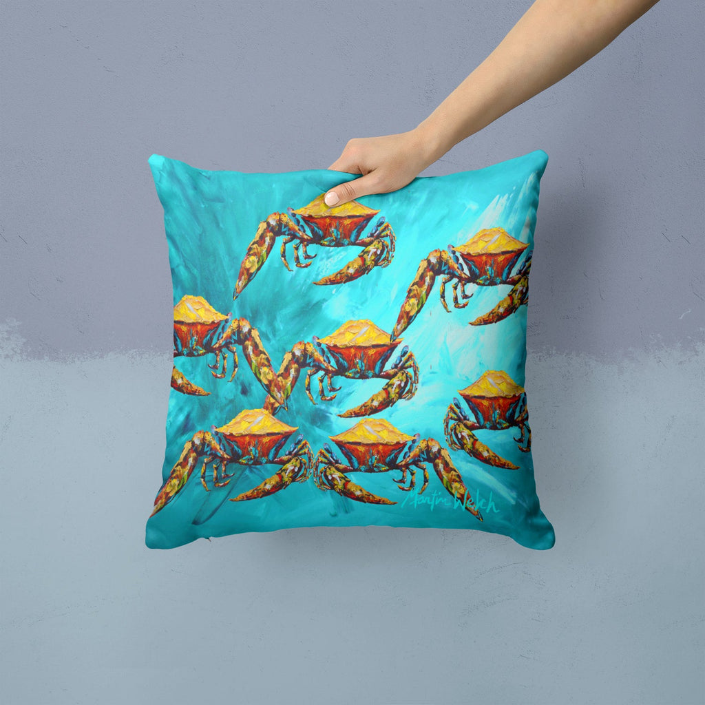 Crab Lotta Crabs Decorative Throw Pillow 14x14 Indoor Outdoor Accent Cushion, Fabric Cover with Insert for Sofa, Bed, Porch & Living Room