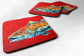 Red Fish Alphonzo Head Foam Coasters Set of 4 Cup Coasters for Indoor Outdoor, Tabletop Protection, Anti Slip, Mouse pad Material