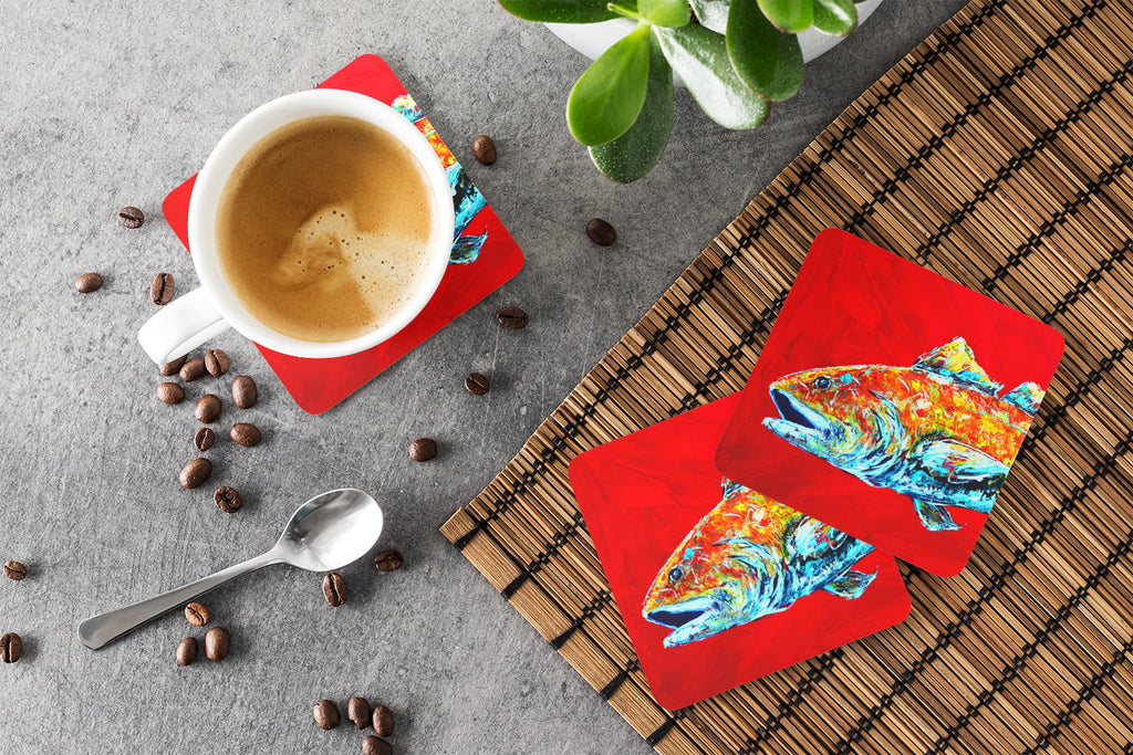 Red Fish Alphonzo Head Foam Coasters Set of 4 Cup Coasters for Indoor Outdoor, Tabletop Protection, Anti Slip, Mouse pad Material