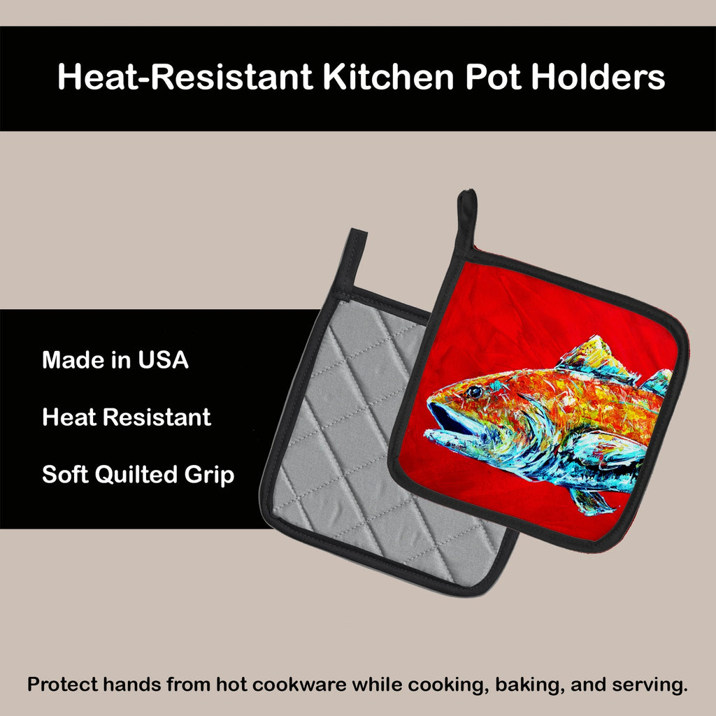 Red Fish Alphonzo Head Pot Holder Set of 2 Heat Resistant Quilted Hot Pads 7.5 x 7.5 Inch, Insulated Kitchen Trivets for Cooking & Baking