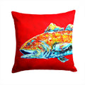 Red Fish Alphonzo Head Decorative Throw Pillow 14x14 Indoor Outdoor Accent Cushion, Fabric Cover with Insert for Sofa, Bed, Porch & Living Room