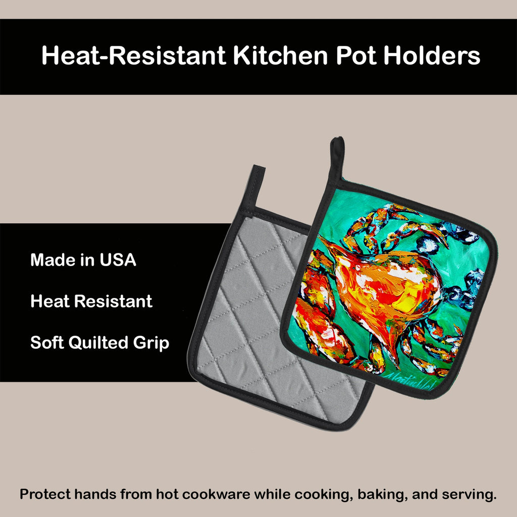 Crab Pot Holder Set of 2 Heat Resistant Quilted Hot Pads 7.5 x 7.5 Inch, Insulated Kitchen Trivets for Cooking & Baking