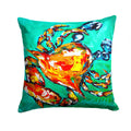 Crab Decorative Throw Pillow 14x14 Indoor Outdoor Accent Cushion, Fabric Cover with Insert for Sofa, Bed, Porch & Living Room
