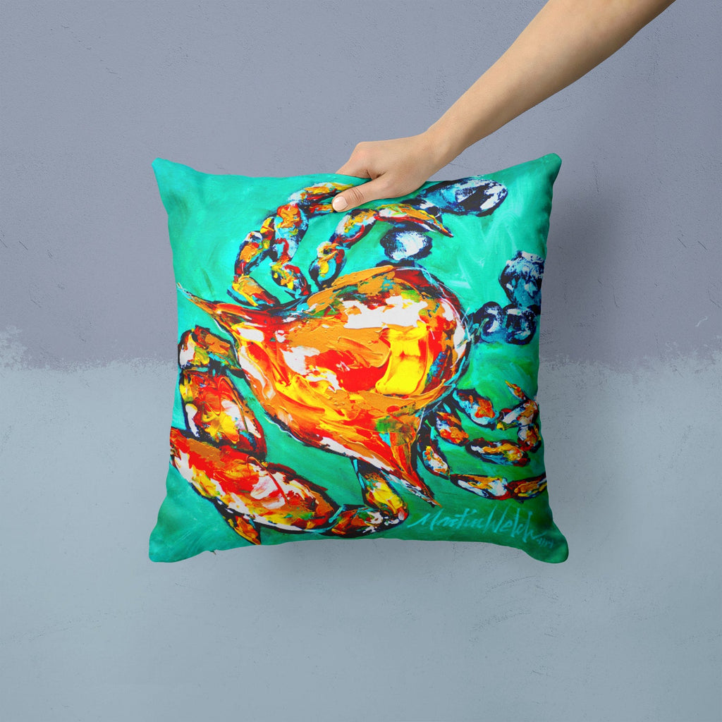 Crab Decorative Throw Pillow 14x14 Indoor Outdoor Accent Cushion, Fabric Cover with Insert for Sofa, Bed, Porch & Living Room