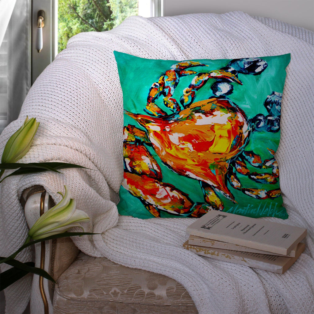 Crab Decorative Throw Pillow 14x14 Indoor Outdoor Accent Cushion, Fabric Cover with Insert for Sofa, Bed, Porch & Living Room