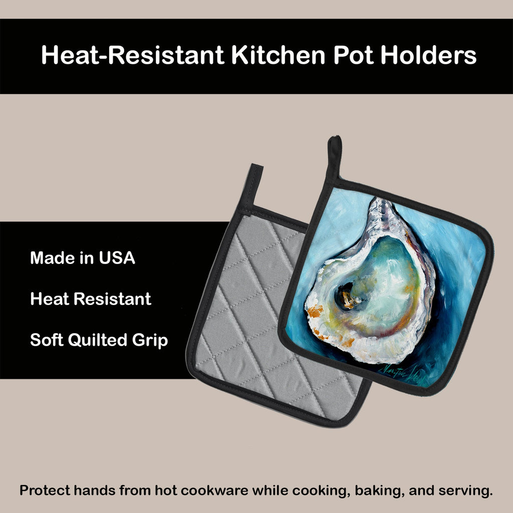 Oyster Pot Holder Set of 2 Heat Resistant Quilted Hot Pads 7.5 x 7.5 Inch, Insulated Kitchen Trivets for Cooking & Baking