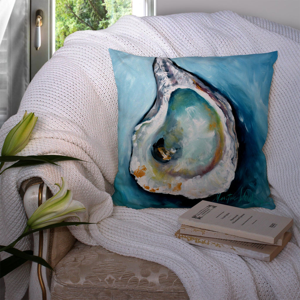 Oyster Decorative Throw Pillow 14x14 Indoor Outdoor Accent Cushion, Fabric Cover with Insert for Sofa, Bed, Porch & Living Room