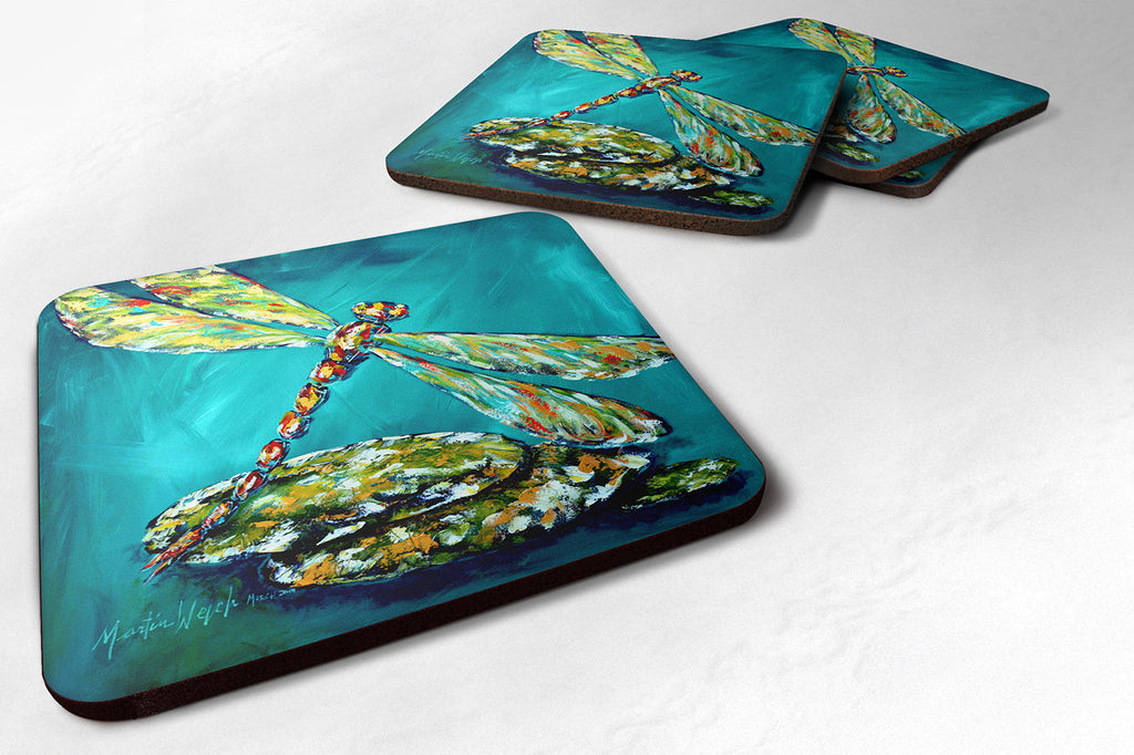 Insect - Dragonfly Matin Foam Coasters Set of 4 Cup Coasters for Indoor Outdoor, Tabletop Protection, Anti Slip, Mouse pad Material