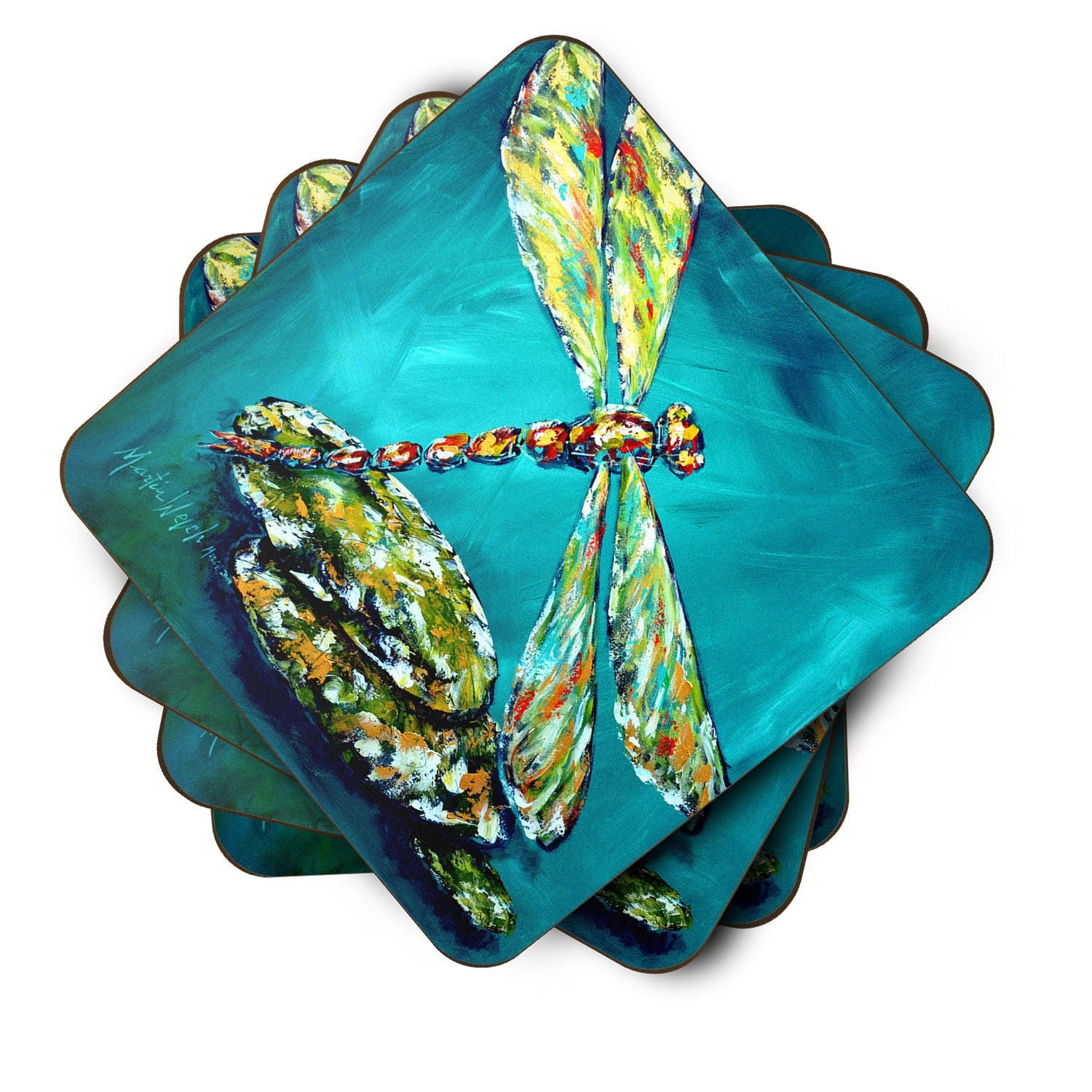 Insect - Dragonfly Matin Foam Coasters Set of 4 Cup Coasters for Indoor Outdoor, Tabletop Protection, Anti Slip, Mouse pad Material