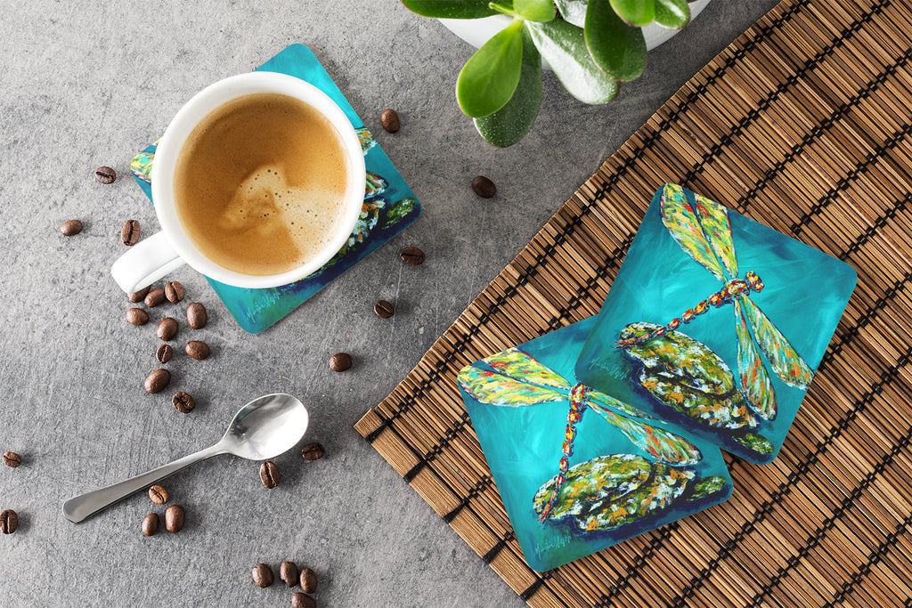 Insect - Dragonfly Matin Foam Coasters Set of 4 Cup Coasters for Indoor Outdoor, Tabletop Protection, Anti Slip, Mouse pad Material