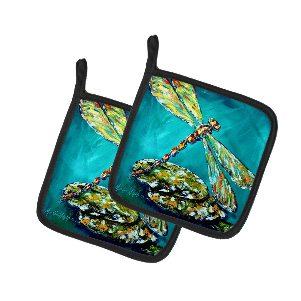 Insect - Dragonfly Matin Pot Holder Set of 2 Heat Resistant Quilted Hot Pads 7.5 x 7.5 Inch, Insulated Kitchen Trivets for Cooking & Baking