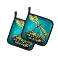 Insect - Dragonfly Matin Pot Holder Set of 2 Heat Resistant Quilted Hot Pads 7.5 x 7.5 Inch, Insulated Kitchen Trivets for Cooking & Baking