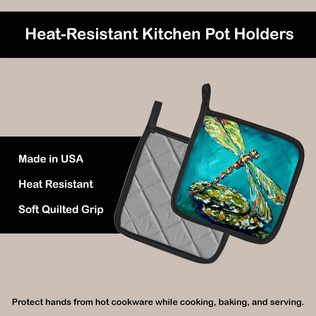 Insect - Dragonfly Matin Pot Holder Set of 2 Heat Resistant Quilted Hot Pads 7.5 x 7.5 Inch, Insulated Kitchen Trivets for Cooking & Baking