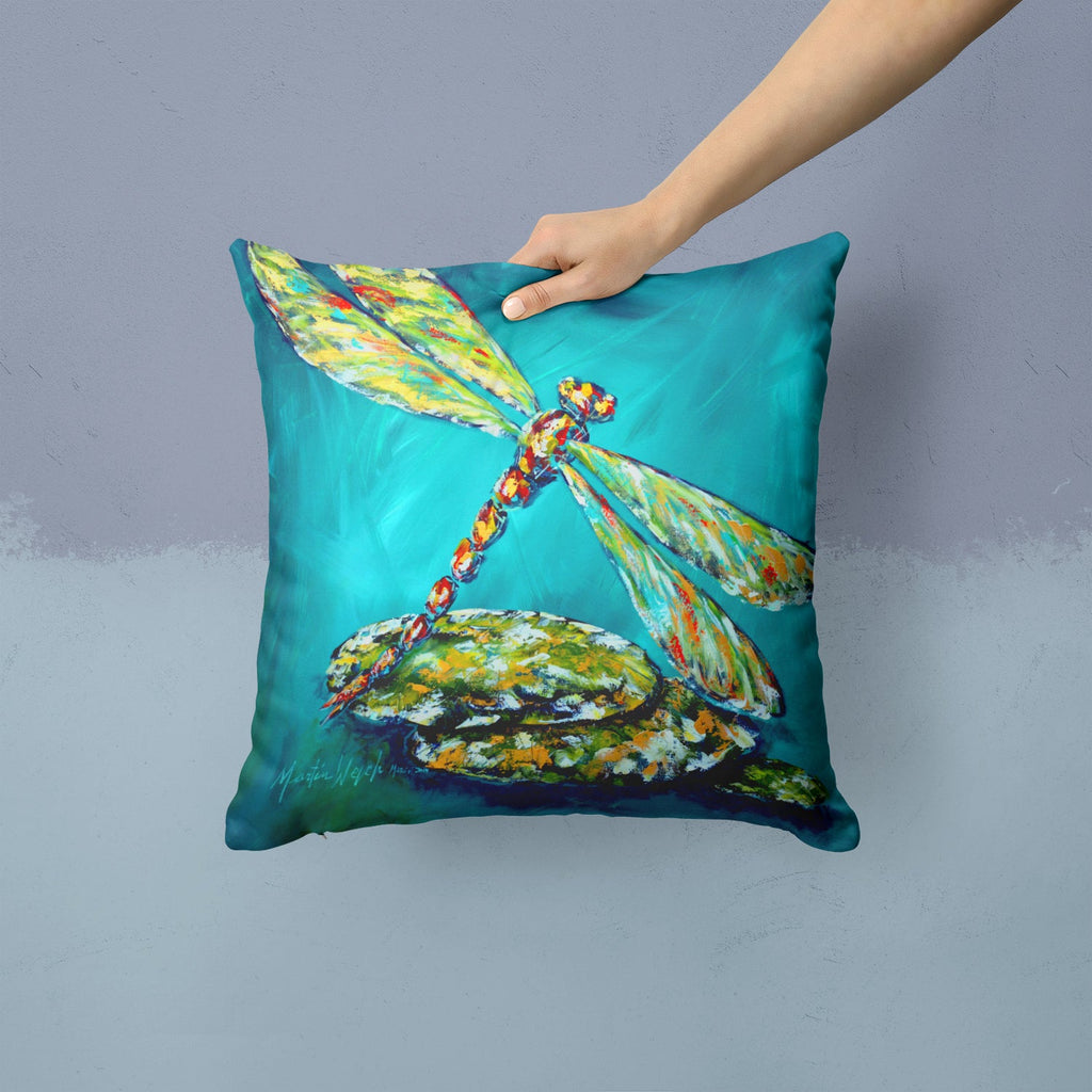 Insect - Dragonfly Matin Decorative Throw Pillow 14x14 Indoor Outdoor Accent Cushion, Fabric Cover with Insert for Sofa, Bed, Porch & Living Room