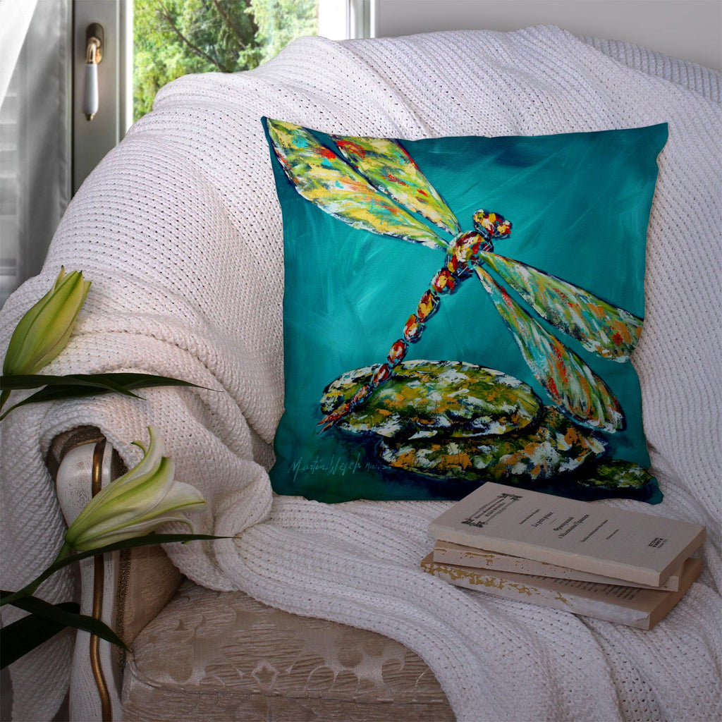 Insect - Dragonfly Matin Decorative Throw Pillow 14x14 Indoor Outdoor Accent Cushion, Fabric Cover with Insert for Sofa, Bed, Porch & Living Room