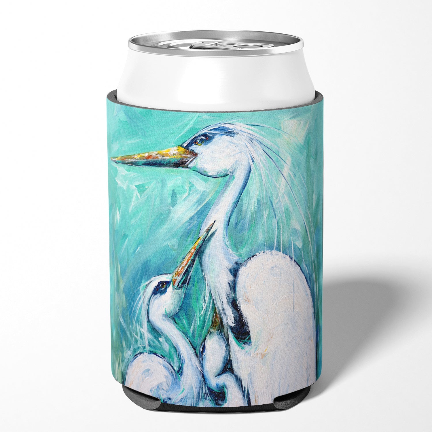 Mother's Love Egret Can or Bottle Hugger Cooler Sleeve for Standard 12 oz Cans, Insulated Foam Beer & Soda Can Hugger Reusable