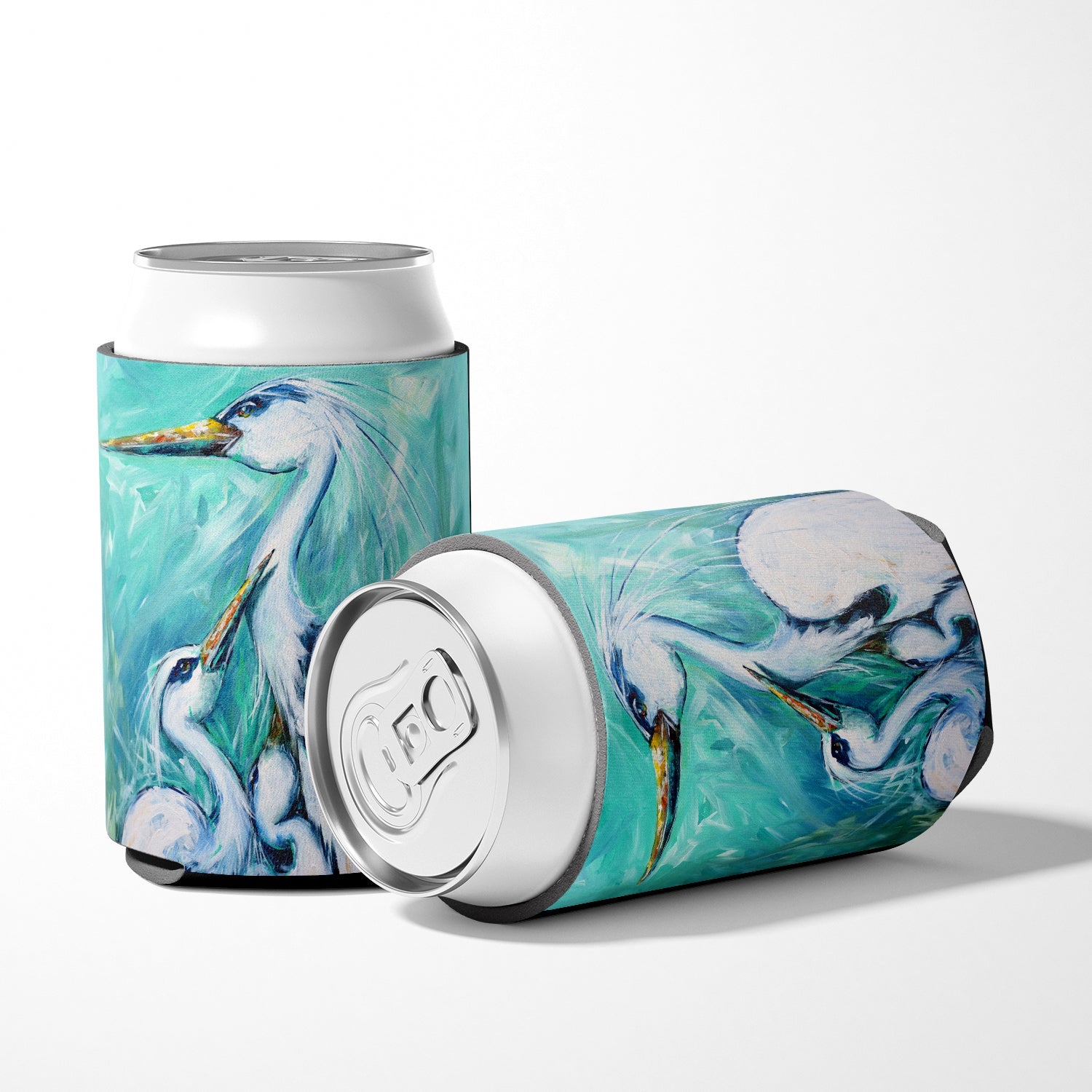Mother's Love Egret Can or Bottle Hugger Cooler Sleeve for Standard 12 oz Cans, Insulated Foam Beer & Soda Can Hugger Reusable