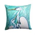 Mother's Love Egret Decorative Throw Pillow 14x14 Indoor Outdoor Accent Cushion, Fabric Cover with Insert for Sofa, Bed, Porch & Living Room