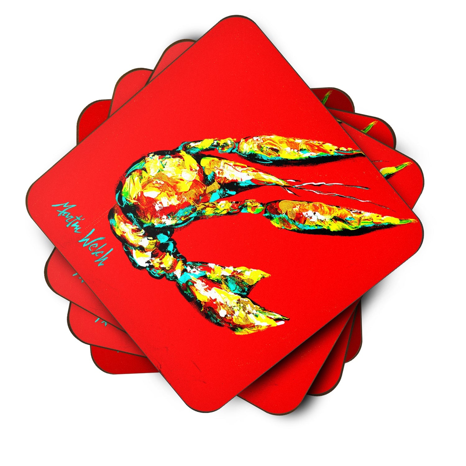 Crawfish Move Over Foam Coasters Set of 4 Cup Coasters for Indoor Outdoor, Tabletop Protection, Anti Slip, Mouse pad Material