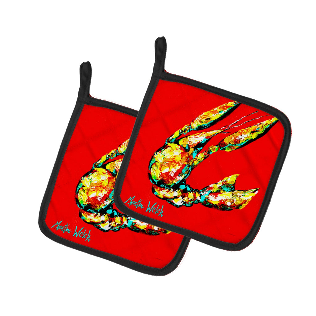 Crawfish Move Over Pot Holder Set of 2 Heat Resistant Quilted Hot Pads 7.5 x 7.5 Inch, Insulated Kitchen Trivets for Cooking & Baking