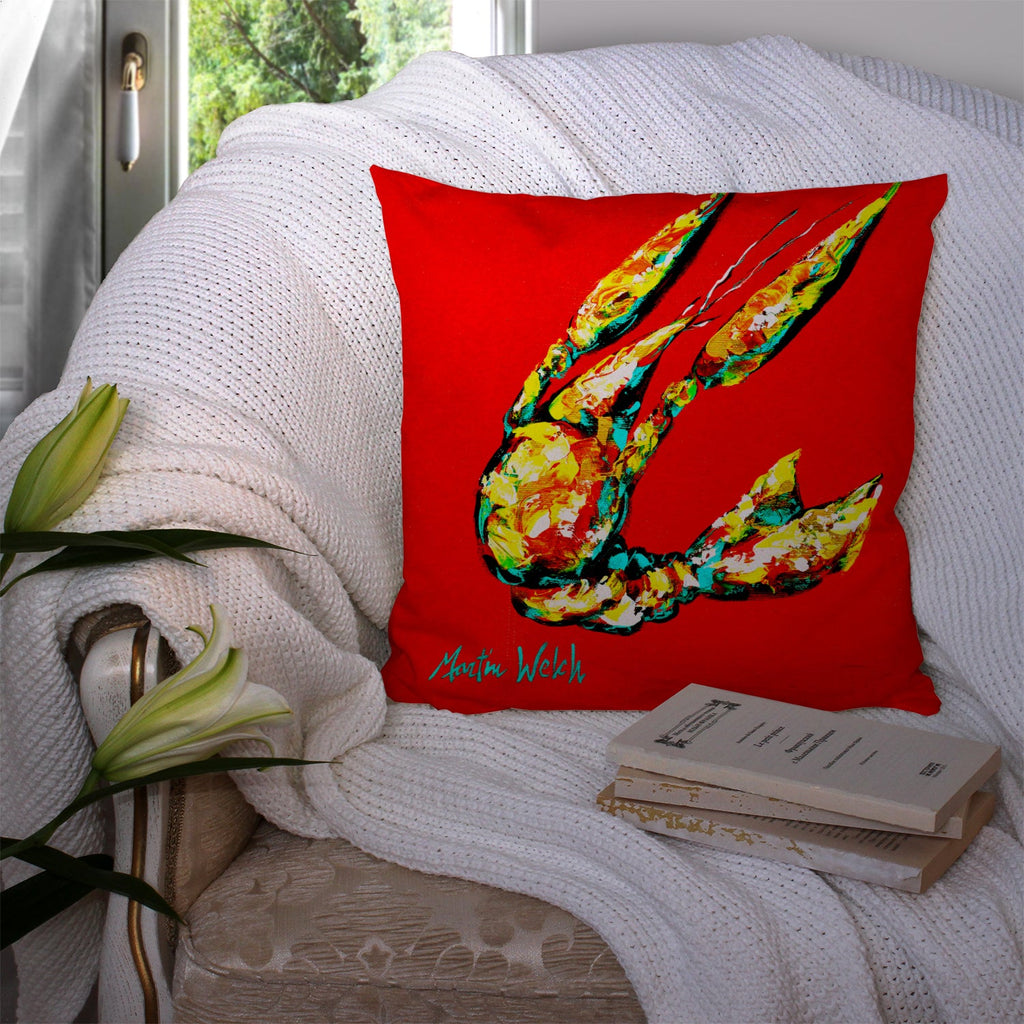 Crawfish Move Over Decorative Throw Pillow 14x14 Indoor Outdoor Accent Cushion, Fabric Cover with Insert for Sofa, Bed, Porch & Living Room