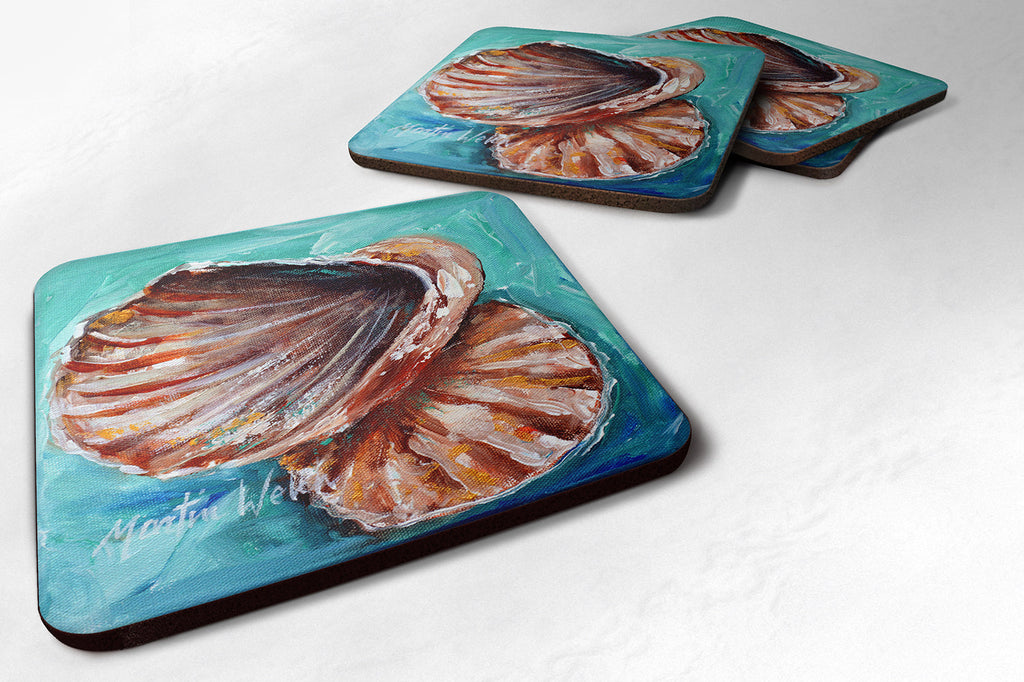 Shells not in a row Foam Coasters Set of 4 Cup Coasters for Indoor Outdoor, Tabletop Protection, Anti Slip, Mouse pad Material